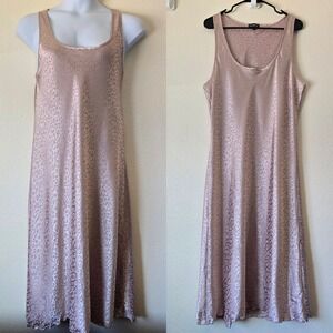 VTG Bebe Women's Sz XL Slip Dress Pink Animal Print Satin 90s Y2k USA Fairy Midi